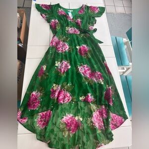 The General Good Green Hi-Low Pink Floral Dress NWT